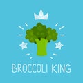 King broccoli. vector cartoon flat and doodle