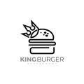 King burger logo template, burger logo in stripe style with crown