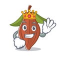 King cacao bean mascot cartoon