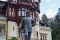 King Carol I Statue Situated in Front of Peles Castle, Sinaia, Prahova, Romania Royalty Free Stock Photo