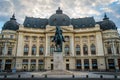 King Carol the 1st statue in Bucharest, morning light