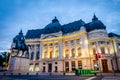 King Carol the 1st statue in Bucharest, morning light