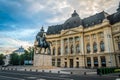 King Carol the 1st statue in Bucharest, morning light