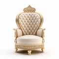 Elegant Gold Throne With White Cushion - 3d Rendered Chair