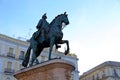 King Charles Equestrian Statue of Carlos III at Puerta del Sol in Madrid, Royalty Free Stock Photo