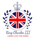 King Charles III Long live the king with British flag Royalty Free Stock Photo