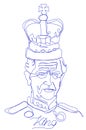 King Charles III wearing a single line crown on a white background.