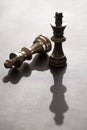 2 King Chess figures, one stands, one downs Royalty Free Stock Photo