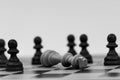 King in chess has fallen to several pawns Royalty Free Stock Photo