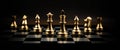 King chess piece standing on chess board with a team Royalty Free Stock Photo