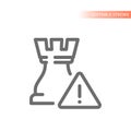 King chess piece and warning exclamation mark or point sing