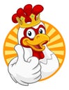 King Chicken Rooster Cockerel Bird Crown Cartoon Royalty Free Stock Photo