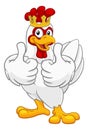 King Chicken Rooster Cockerel Bird Crown Cartoon Royalty Free Stock Photo