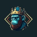 King chimpanzee head, esport mascot designs, gaming logo, illustration