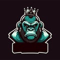 King chimpanzee illustration, esports mascot designs, gaming logo template, emblem
