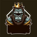 King chimpanzee illustration, esports mascot designs, gaming logo template