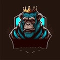 King chimpanzee illustration, esports mascot, gaming logo template