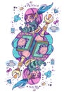 King of clubs. Playing card suit in style pastel goth