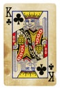 King of Clubs Vintage playing card - isolated on white Royalty Free Stock Photo