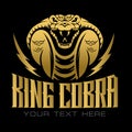 King cobra head gold vector head snake,mascot logo on black background