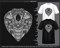 King cobra head monochrome mandala arts isolated on black and white t shirt