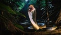 King cobra with an open mouth in a tropical forest. Generated with AI