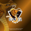 A king cobra ready to attack. With poisonous venom. Cobra snake mascot logo Royalty Free Stock Photo