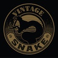 king cobra Shadow gold vector snake mascot logo on black background