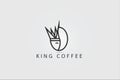 King Coffee Logo Designs Concept with Bean and Crown