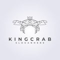 king crab with crown logo line art vector illustration design