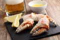 King crab fists with beer