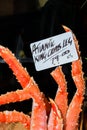 King crab legs claws for sale at the fish market Royalty Free Stock Photo