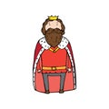 King with a crown in cartoon style