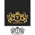 Royal Crest Logo Letter Y Lion Heraldic badge