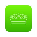 King crown icon green vector Royalty Free Stock Photo