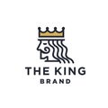 King Crown with Mustache Face logo design vector