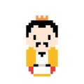 King with a crown. Pixel art vector illustration