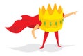 King or Crown super hero standing with cape