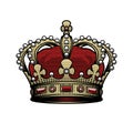 King crown. Vintage, heraldic imperial sign. Color option.