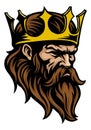 King Crown Warrior Head Mascot Medieval Face Man