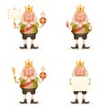 King cute cheerful ruler blank paper thumb up crown on head power and scepter in hands cartoon character 3d realistic