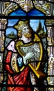 King David with harp in stained glass