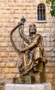 King David statue at Benedictine Dormition Abbey on Mount Zion, near Zion Gate outside walls of Jerusalem Old City in Israel Royalty Free Stock Photo