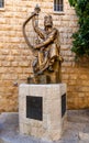 King David statue at Benedictine Dormition Abbey on Mount Zion, near Zion Gate  outside walls of Jerusalem Old City in Israel Royalty Free Stock Photo