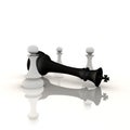 King defeated by pawns - a 3d image Royalty Free Stock Photo