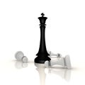 King defeats pawns in chess - a 3d image Royalty Free Stock Photo