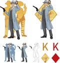 King of diamonds asian police chief and people Royalty Free Stock Photo