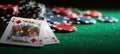 The King of Diamonds Among Casino Chips on a Green Table. AI generated image Royalty Free Stock Photo