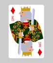 King of Diamonds playing card in funny flat modern style Royalty Free Stock Photo