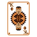 The king of Diamonds playing card in steampunk style. Vector illustration